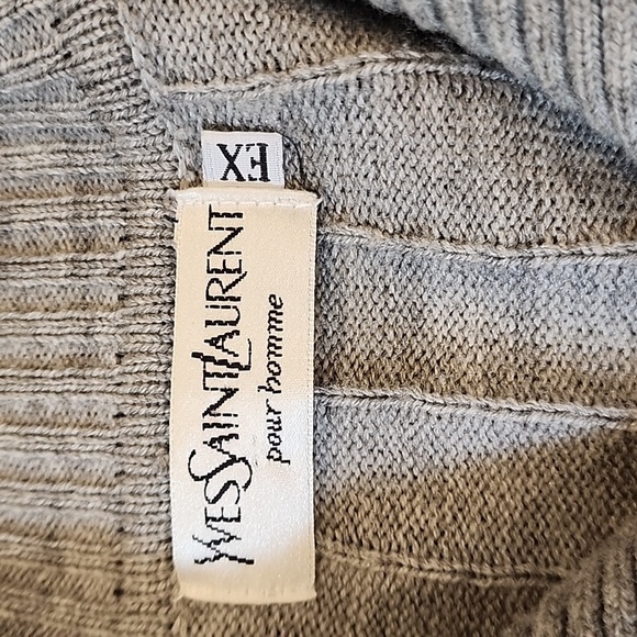 Yves Saint Laurent Cardigan Men's Full Zip Vintage Gray Ribbed Cuff & Co… - Picture 5 of 8